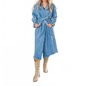 NEW LOLA HATS tina trench coat in light denim